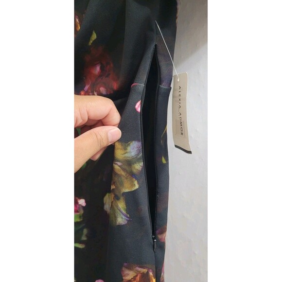 Alexia Admor Sz S Olivia Draped One Shoulder Sheath Dress Enchanted Garden $225 - Picture 10 of 11